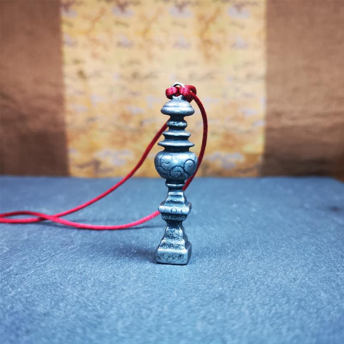 Stupa Amulet 2.16" - Tibetan Buddhist amulet, detailed view