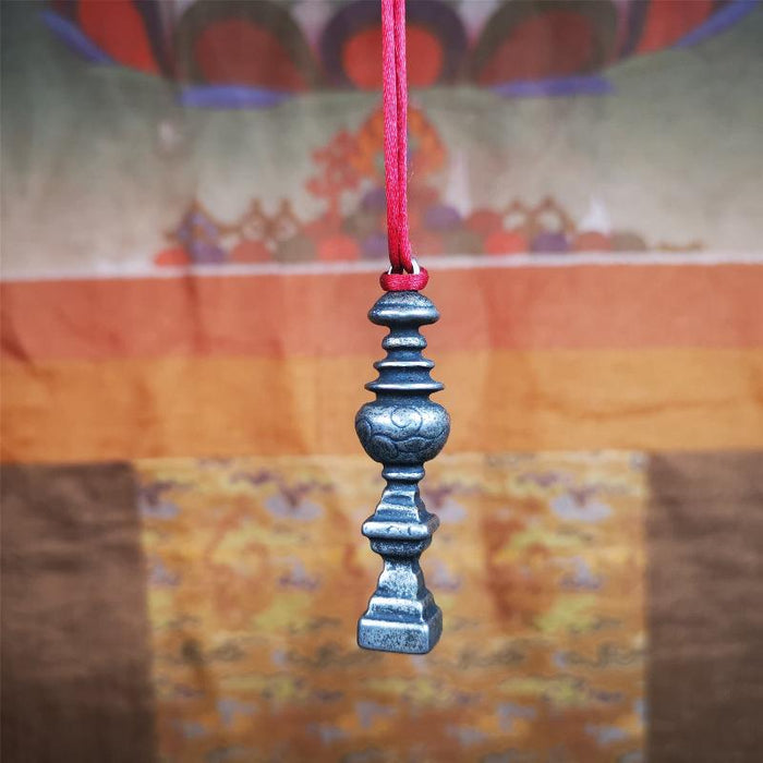 Stupa Amulet 2.16" - Tibetan Buddhist amulet, close-up detail