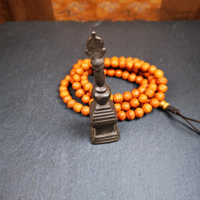 Stupa Amulet 3.35" - Tibetan Buddhist amulet, detailed view