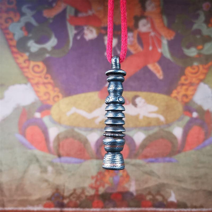 Stupa Amulet Pendant 2.1" - Tibetan Buddhist amulet, view 7