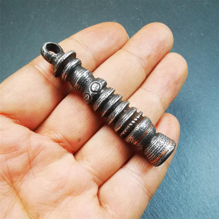 Stupa Amulet Pendant 2.1" - Tibetan Buddhist amulet, view 8