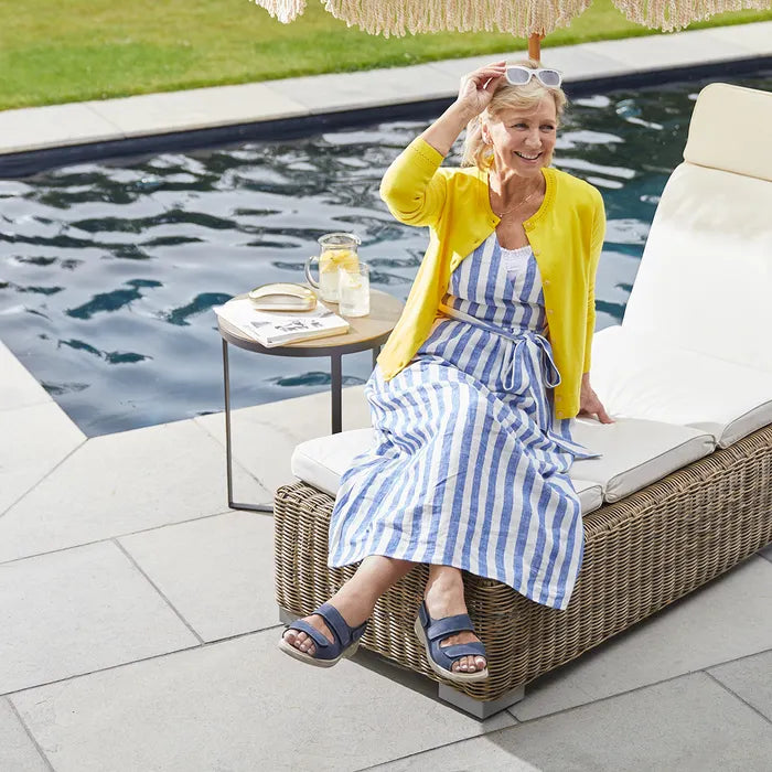 Sunny. A contemporary looking sandal with triple fastenings