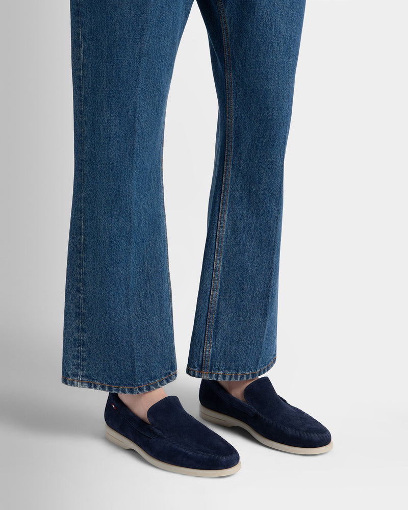 Switz Moc Loafer in Navy Blue Suede