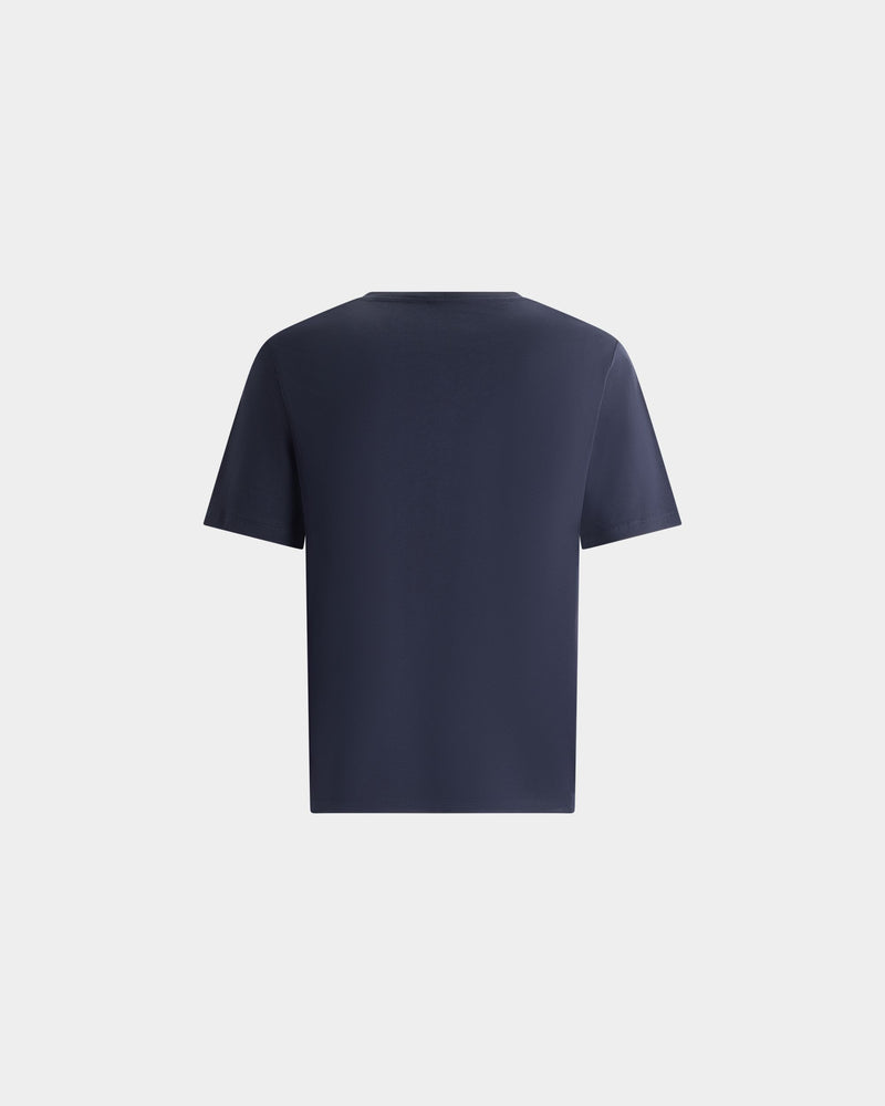 T-Shirt in Navy Blue Cotton With a Bally Crest