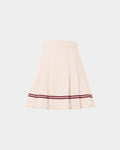 Tennis Collection Skirt With Bally Ribbon Details in Ivory Cotton