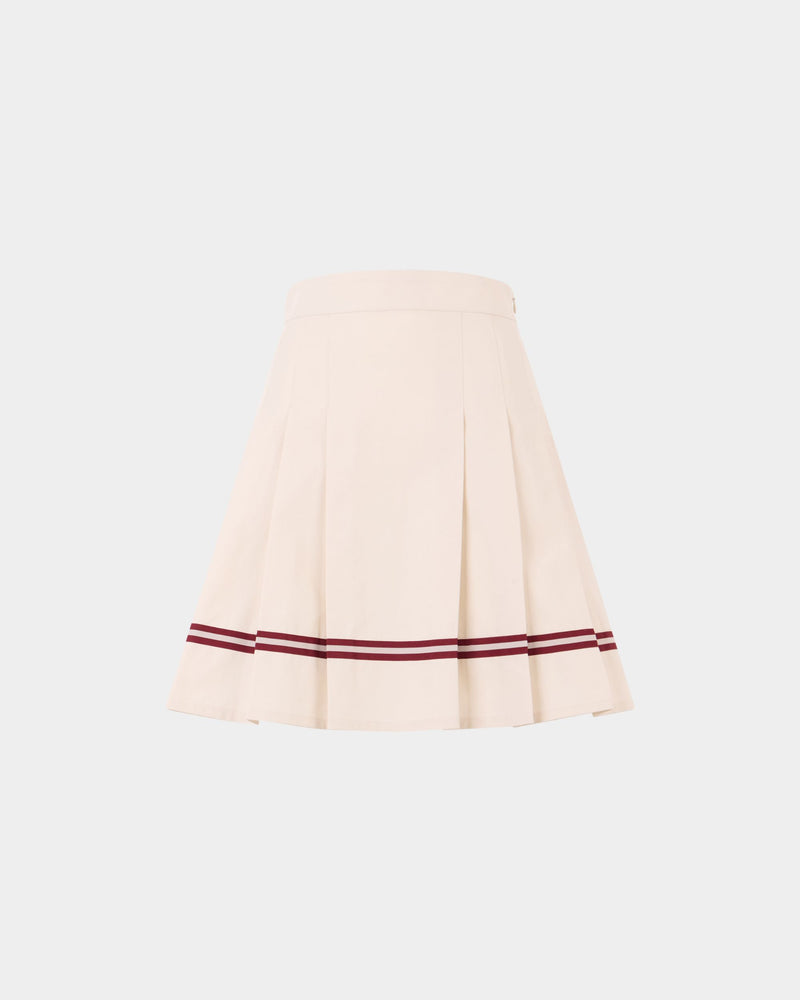 Tennis Collection Skirt With Bally Ribbon Details in Ivory Cotton