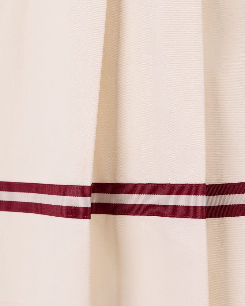 Tennis Collection Skirt With Bally Ribbon Details in Ivory Cotton