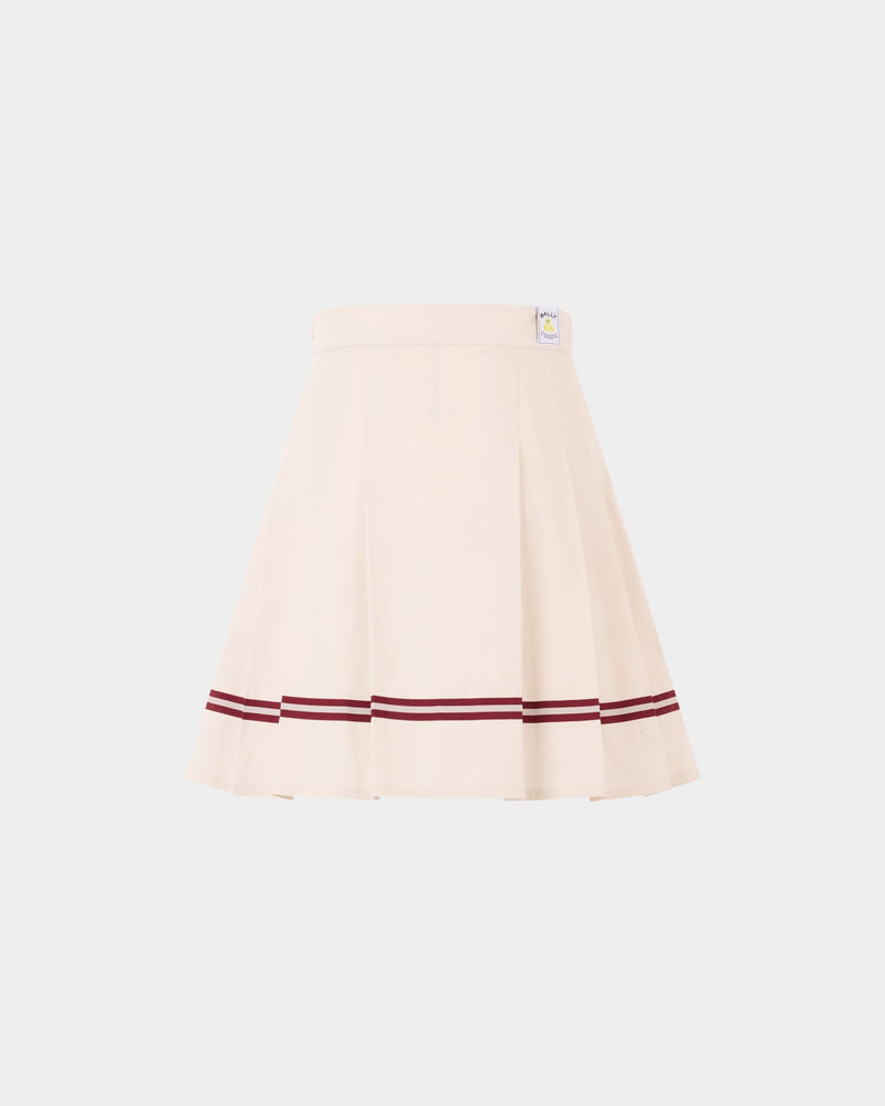 Tennis Collection Skirt With Bally Ribbon Details in Ivory Cotton
