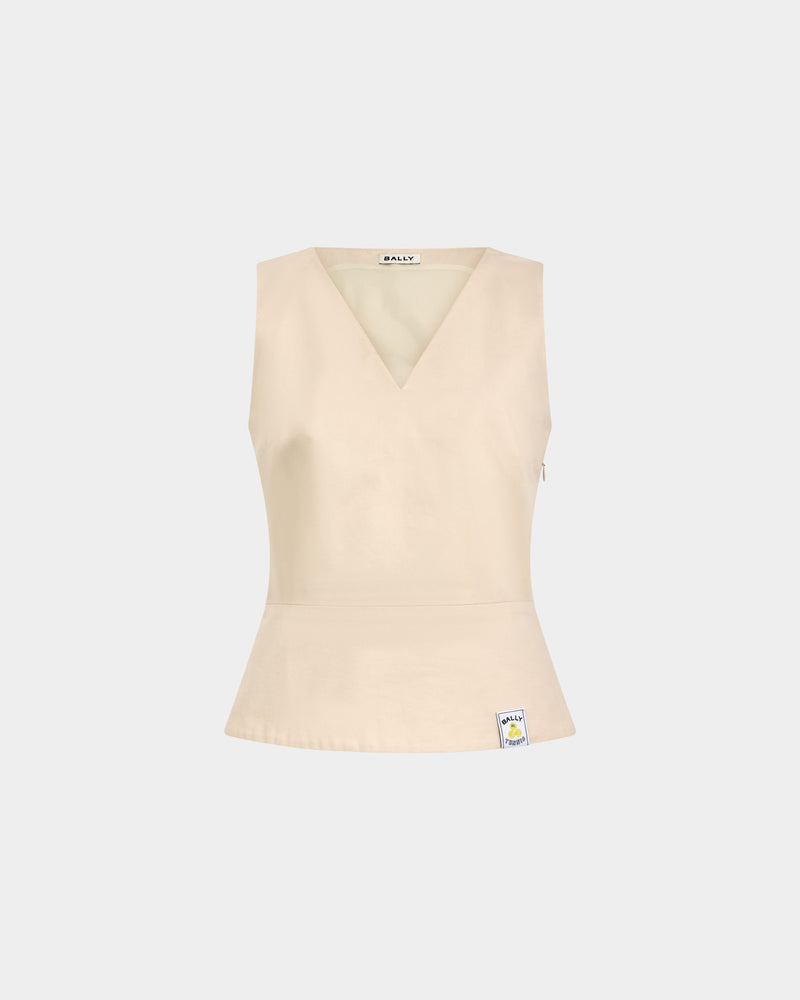 Tennis Collection Sleeveless Top in Ivory Cotton