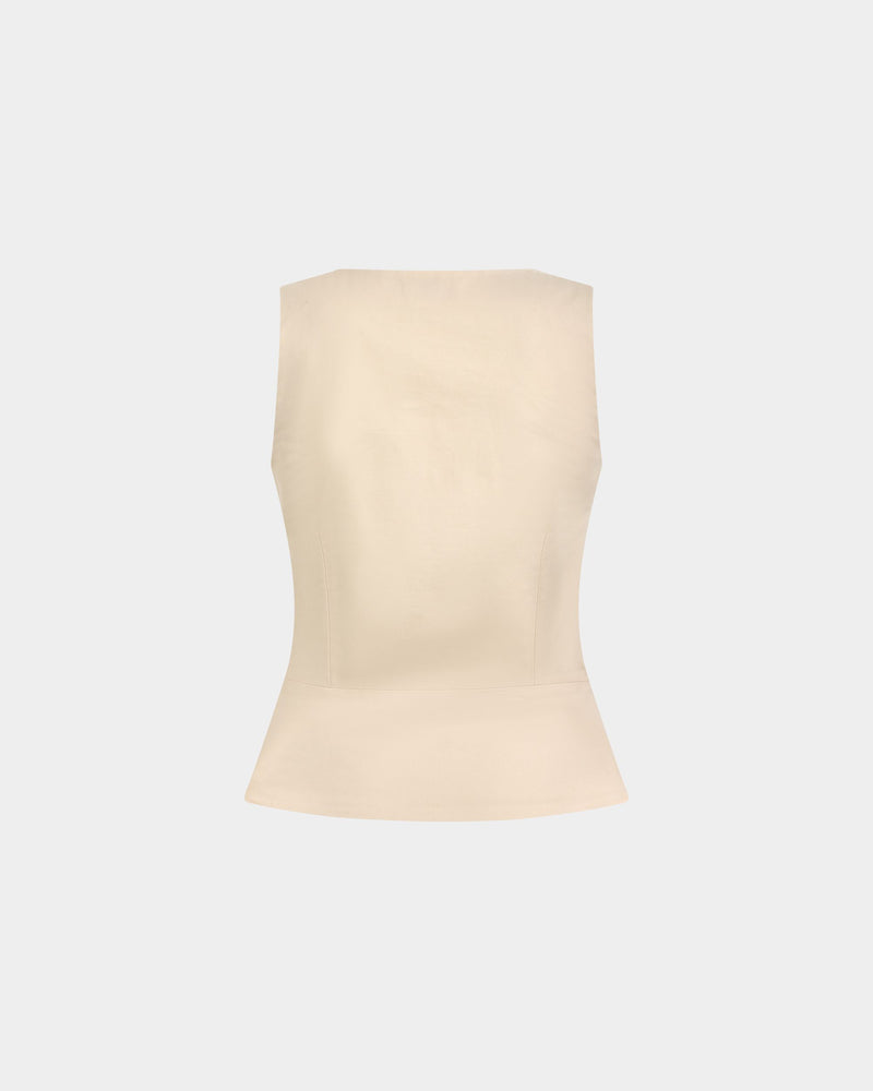 Tennis Collection Sleeveless Top in Ivory Cotton