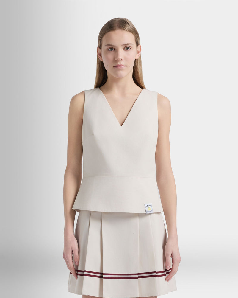 Tennis Collection Sleeveless Top in Ivory Cotton