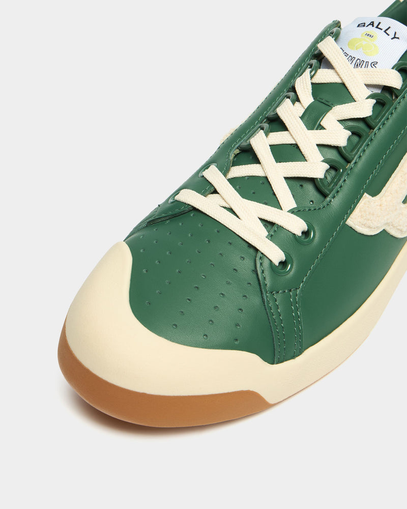 Tennis Collection Sneaker in Green and White Leather