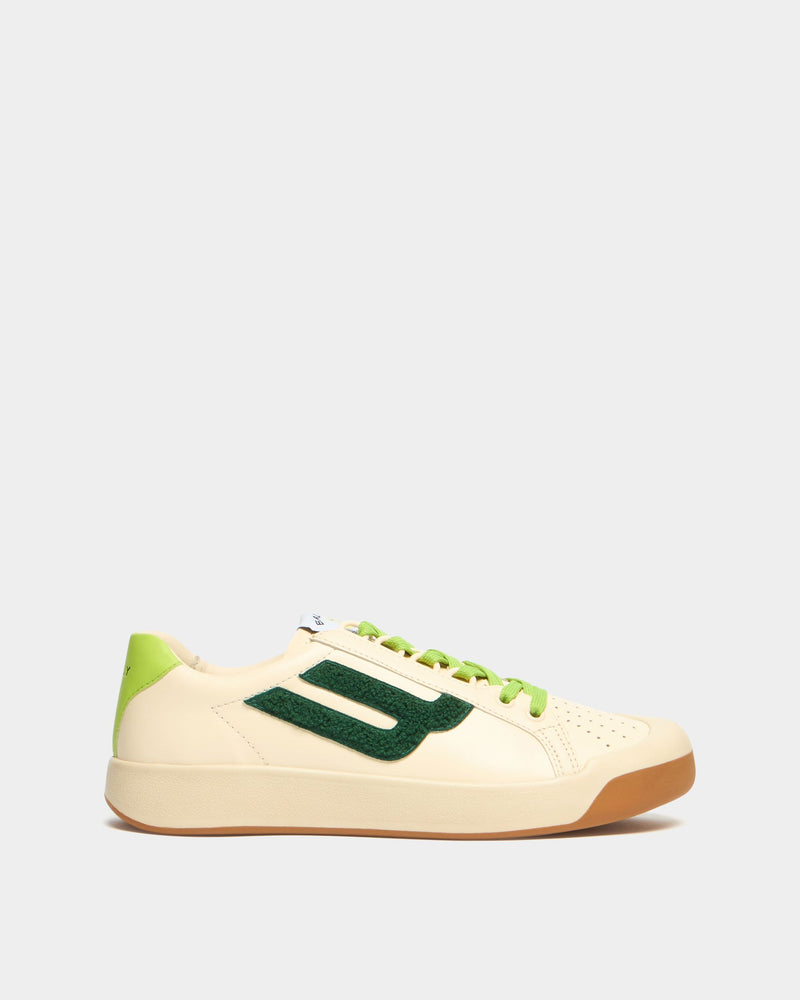 Tennis Collection Sneaker in Ivory and Green Leather