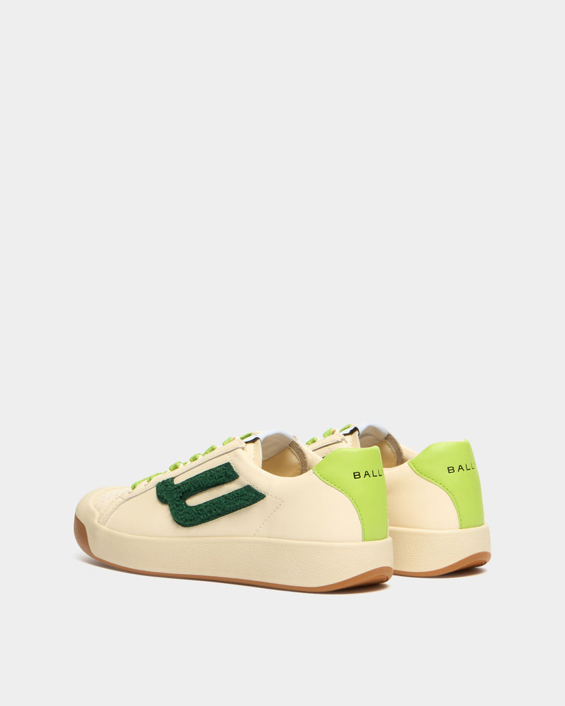 Tennis Collection Sneaker in Ivory and Green Leather