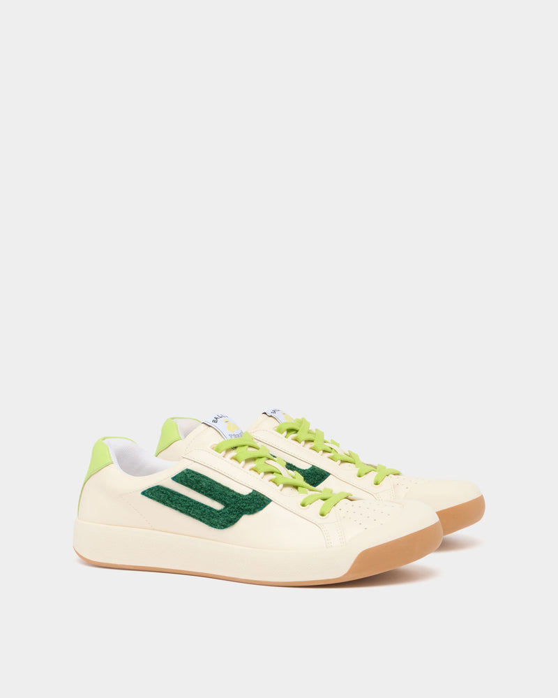 Tennis Collection Sneaker in White and Green Leather