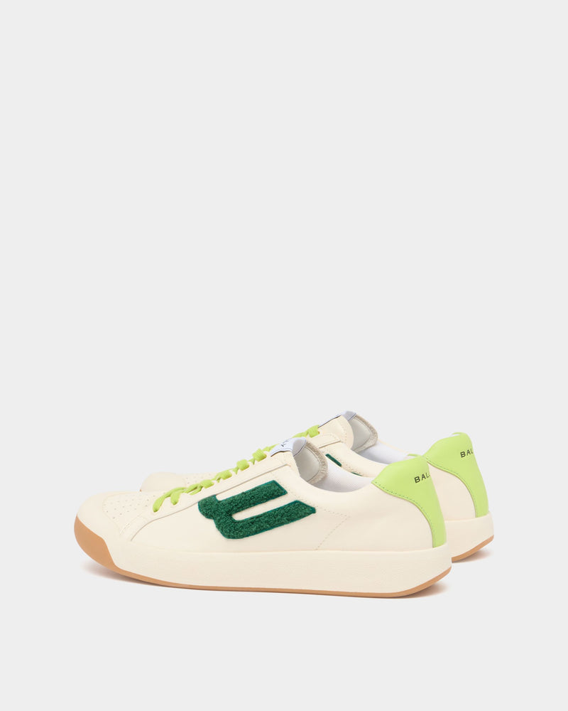 Tennis Collection Sneaker in White and Green Leather