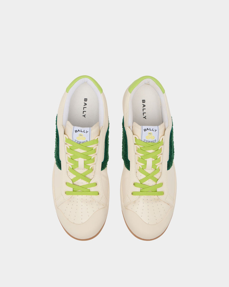 Tennis Collection Sneaker in White and Green Leather