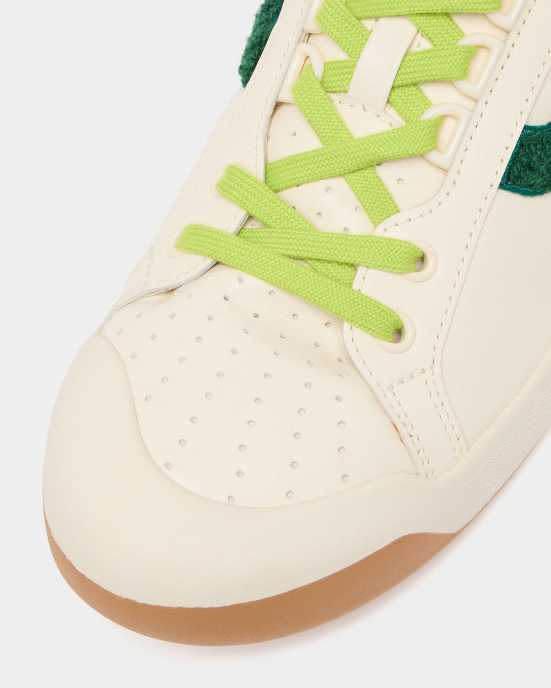 Tennis Collection Sneaker in White and Green Leather