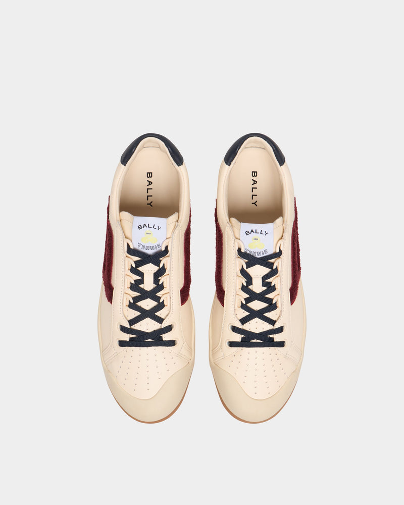 Tennis Collection Sneaker in White and Red Leather
