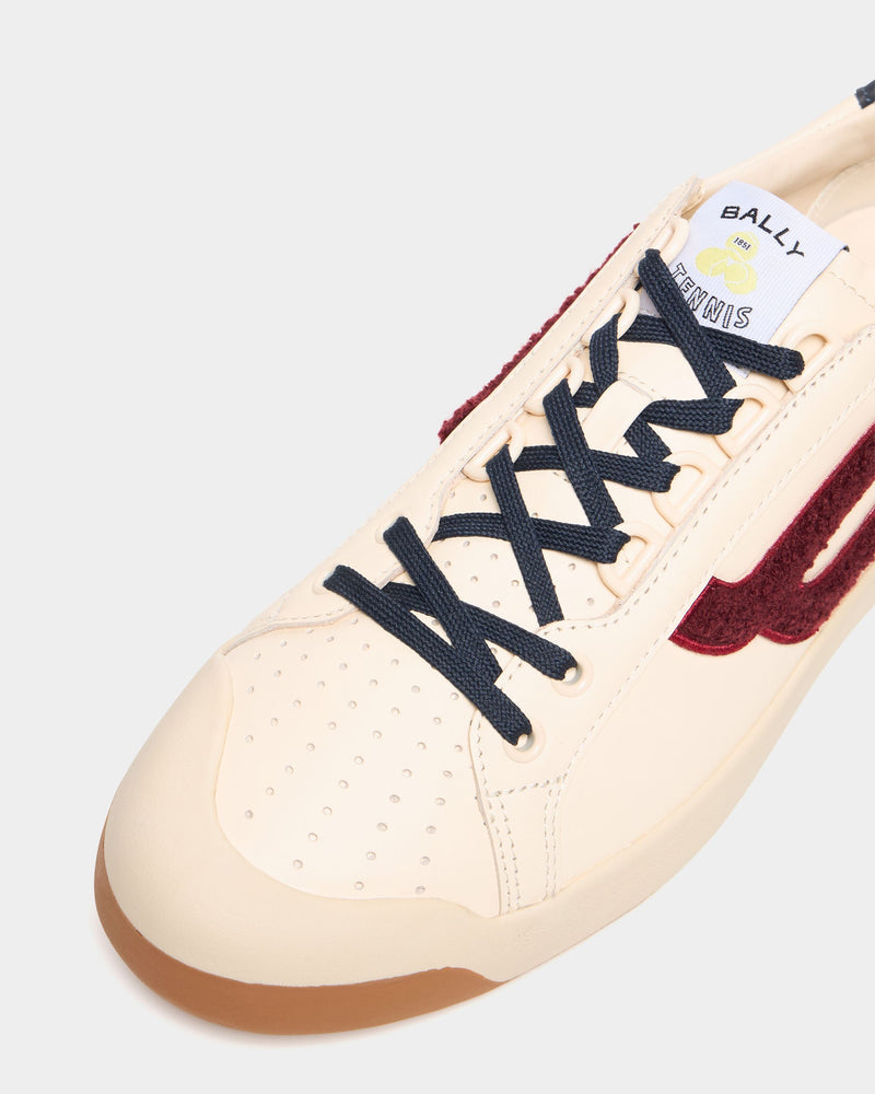 Tennis Collection Sneaker in White and Red Leather