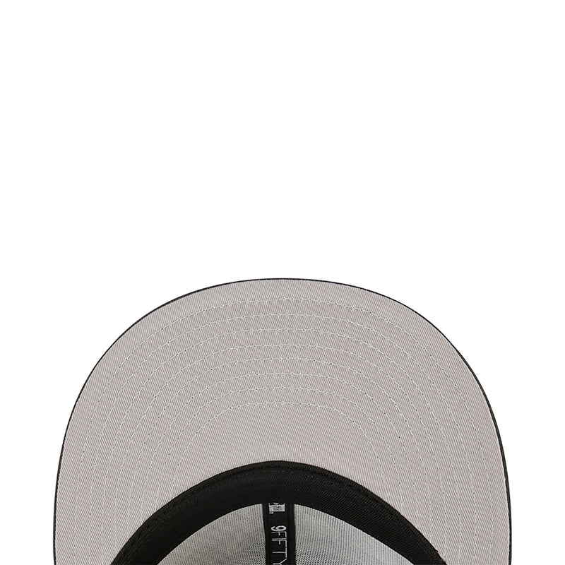 Light gray cap underside with black inner band and stitched brim edge