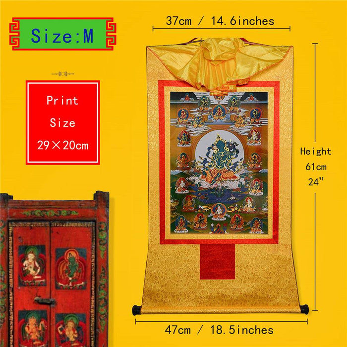 The 21 Taras - Tibetan thangka painting, view 5