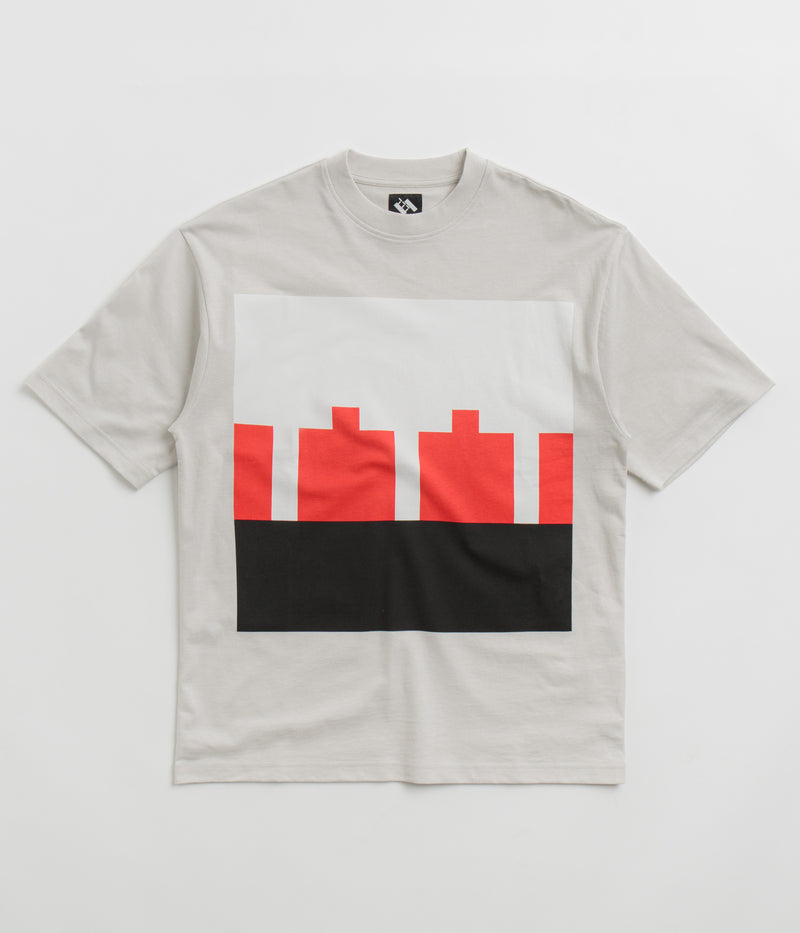 The Trilogy Tapes Block T-Shirt in Grey and Red / White