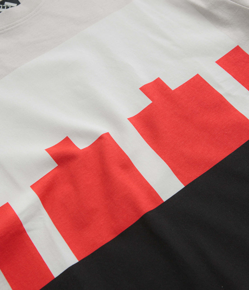 The Trilogy Tapes Block T-Shirt in Grey and Red / White