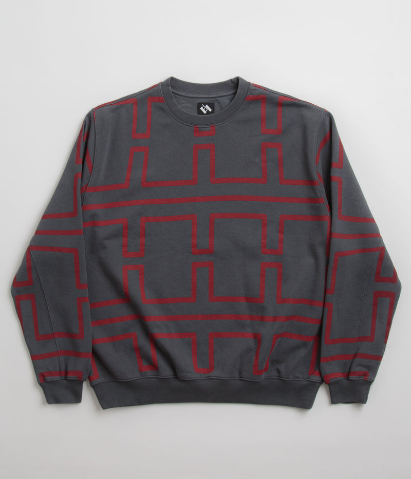 The Trilogy Tapes Over Dye Pulse Crewneck Sweatshirt in Black and Red