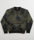 The Trilogy Tapes Tech Sports Crewneck Sweatshirt in Black and Olive Marble