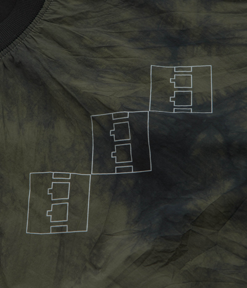 The Trilogy Tapes Tech Sports Crewneck Sweatshirt in Black and Olive Marble
