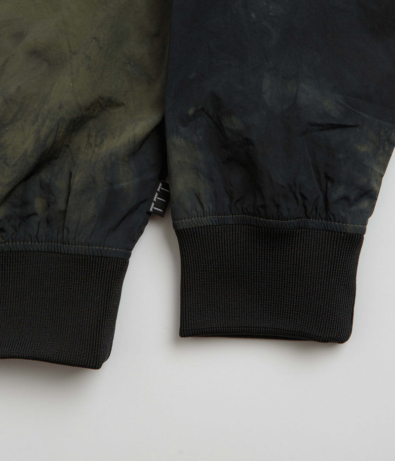 The Trilogy Tapes Tech Sports Crewneck Sweatshirt in Black and Olive Marble