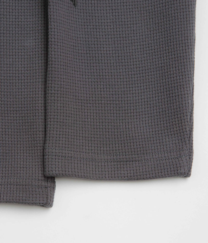 The Trilogy Tapes Three Cross Waffle Long Sleeve T-Shirt in Charcoal and Balck