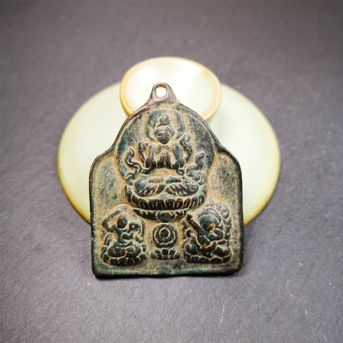 Three Great Bodhisattvas,Chenrezig,Manjushri,Vajrapani 2.12" - Tibetan Buddhist vajra, front view