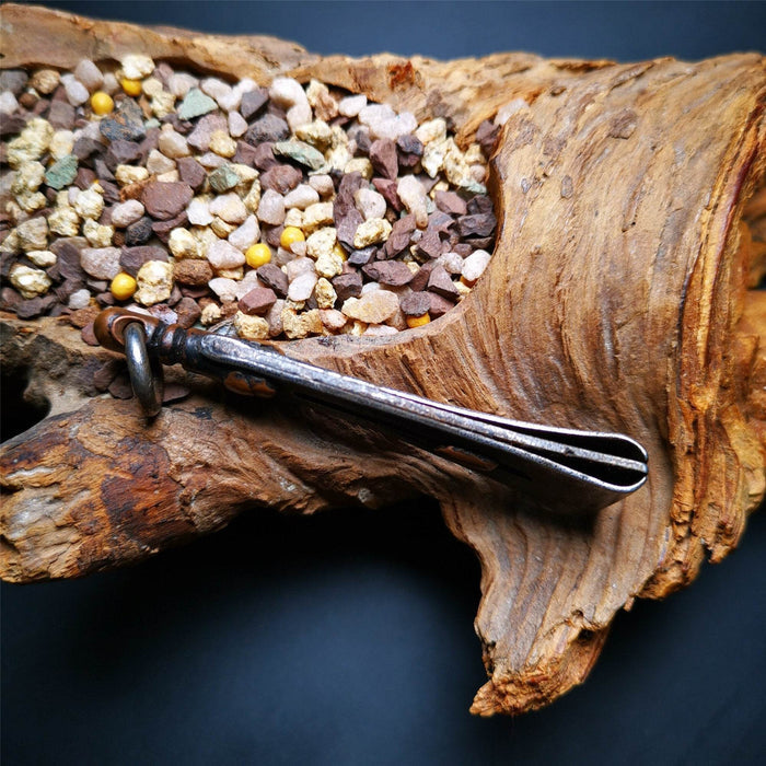 Tibetan Kitchen Tweezers Tool - Tibetan Buddhist art, detailed view