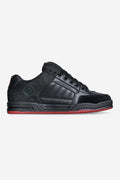 Tilt skate shoe in black charcoal with a molded TPR collar and red outsole, featuring side Globe branding