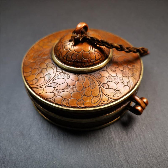 Tingsha Case - 3.35" -4.13" - Mandala Pattern - Tibetan Buddhist art, close-up detail