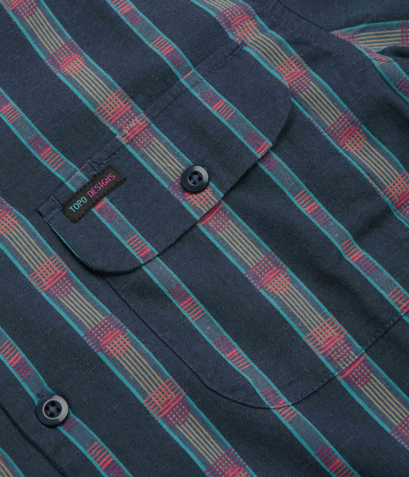 Topo Designs Daytripper Short Sleeve Shirt in Sunset Stripe Midnight
