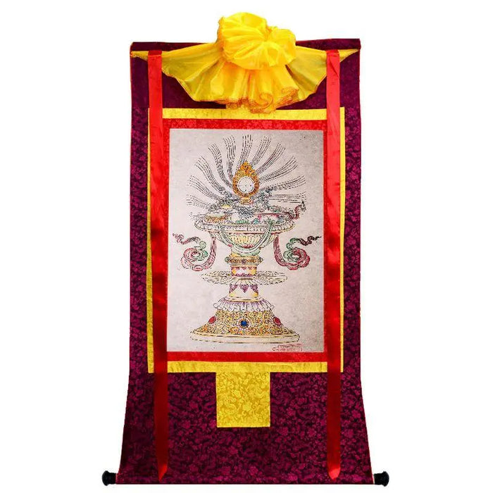 Treasure Vase Woodblock Thangka Art - Tibetan thangka painting, view 5