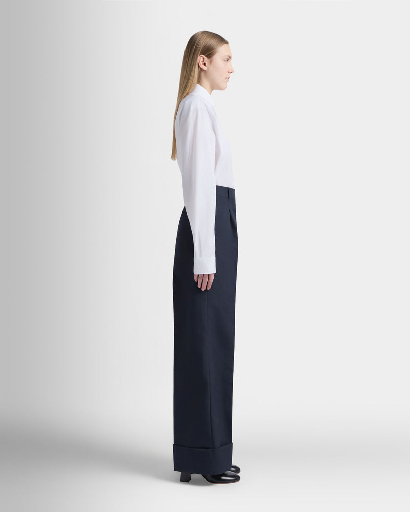 Trousers in Navy Blue Nylon