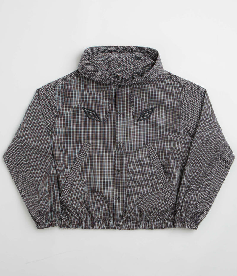 Umbro Gingham Masked Shirt Jacket in Coffee Brown and White Black