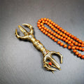 Unique Flat Vajra 6.3" - Tibetan Buddhist vajra, front view