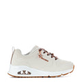 Youth white sneaker with leopard laces, rose-gold eyelets, chunky sole