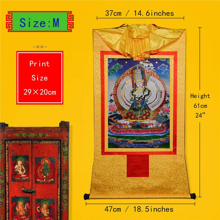 Usnisa Sitatapatra-Great White Parasol - Tibetan thangka painting, view 5