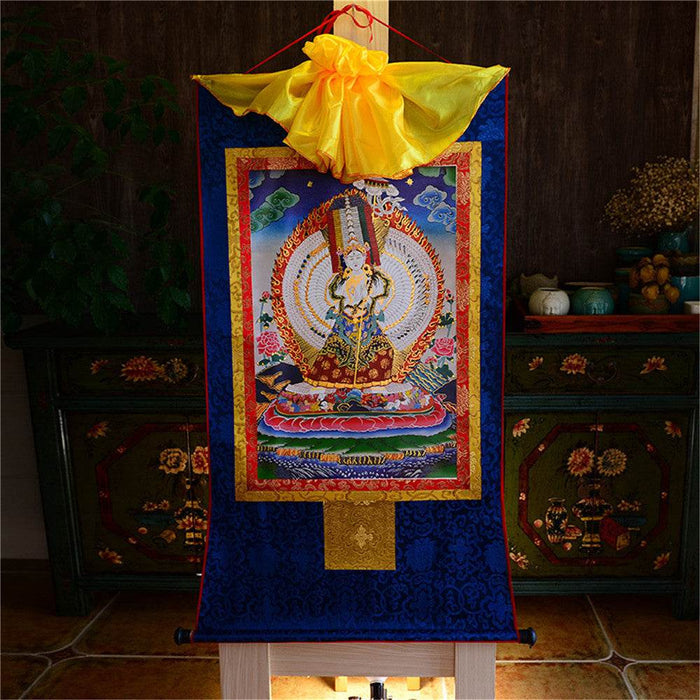 Usnisa Sitatapatra-Great White Parasol - Tibetan thangka painting, view 7