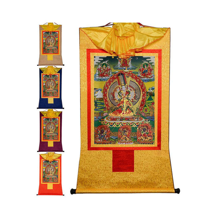 Usnisa Sitatapatra-White Parasol - Tibetan thangka painting, front view