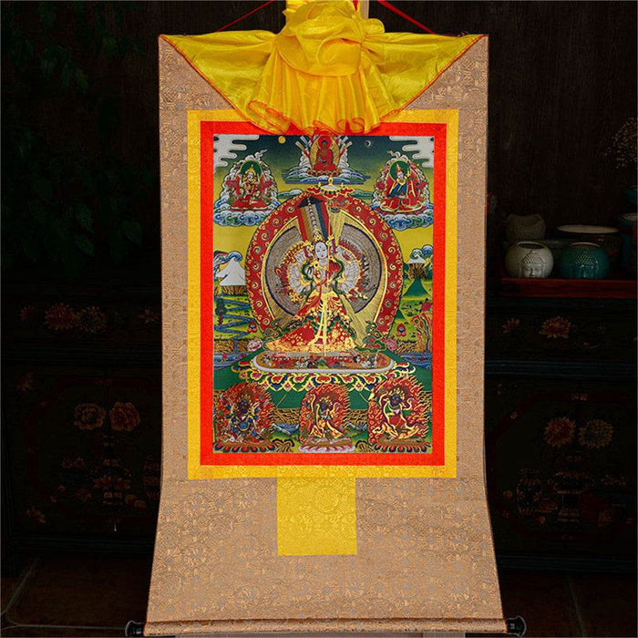 Usnisa Sitatapatra-White Parasol - Tibetan thangka painting, view 8