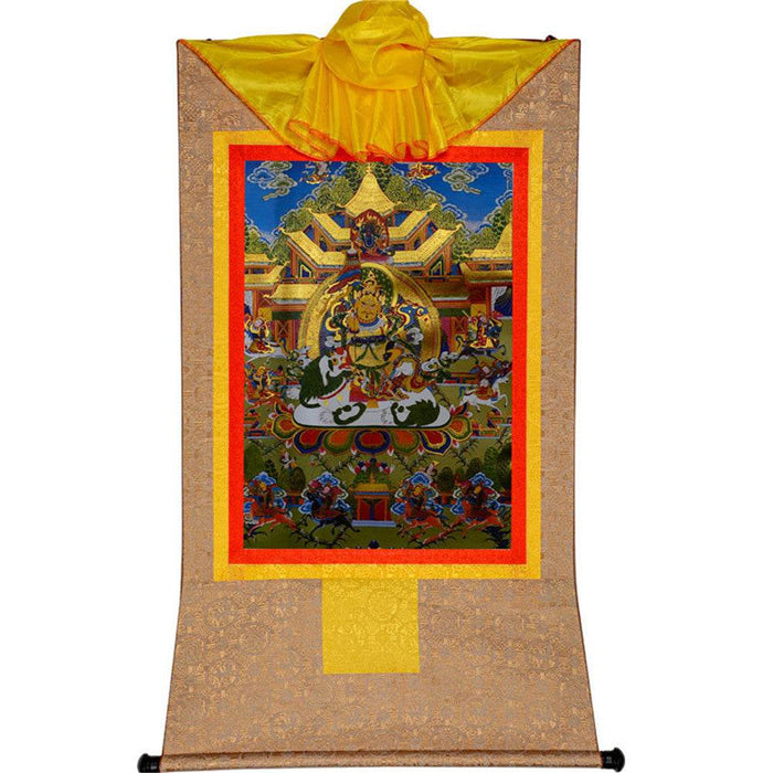 Vaisravana,Buddha of Wealth - Tibetan thangka painting, view 8