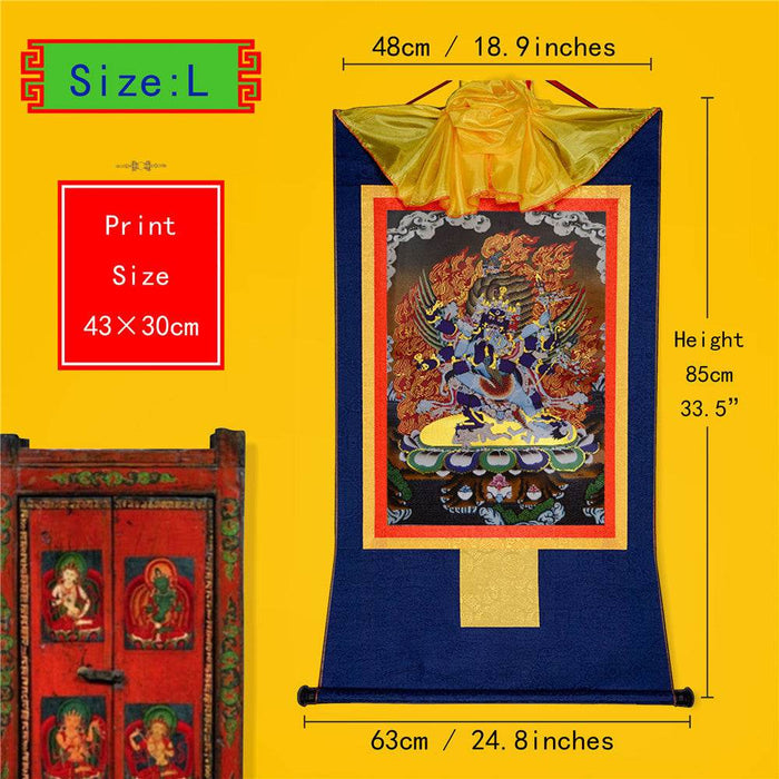 Vajrakilaya-Vajrakumara-Protector Deity - Tibetan thangka painting, view 4