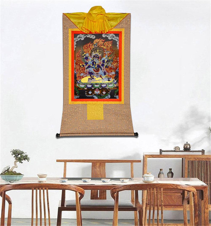 Vajrakilaya-Vajrakumara-Protector Deity - Tibetan thangka painting, view 7